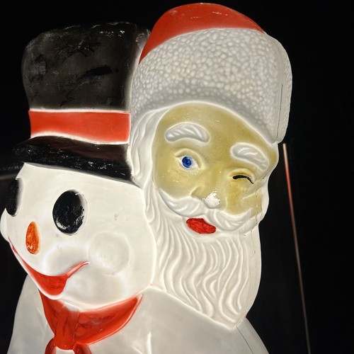 VTG 30” Christmas Blow Mold Snowman Santa Elf Lighted Yard Decor Union Products - Picture 18 of 19