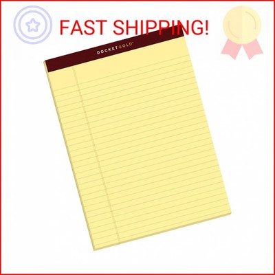 TOPS Docket Gold Writing Pads, 8-1/2'' x 11-3/4'', Legal Rule, Canary Paper, 50 Sh