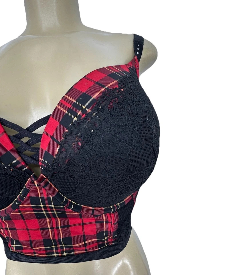 Torrid 42DD Women XO Plunge Push-Up Bra Lace Wide Band Underwire Sexy 1-2 - Image 2 of 4