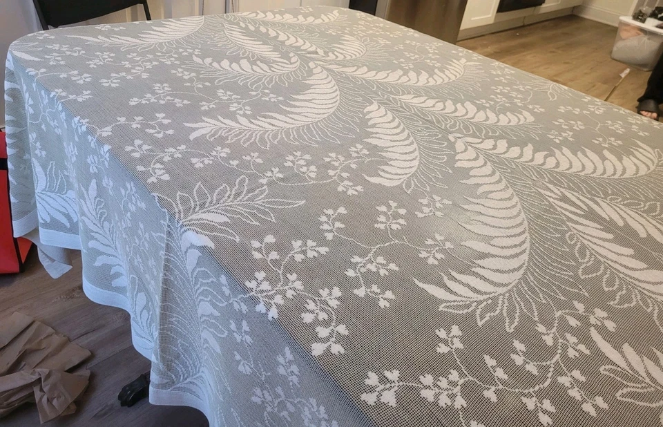 Mantel De Colección 70x62" Verde Claro Nunca Usado Flocado Precioso 40+ Años Foto 3 de 4