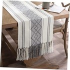  Woven Table Runner Farmhouse Style, Boho Table Runner 72 14.5x72inch Grey