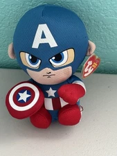 Ty Beanie Baby CAPTAIN AMERICA Marvel 6" NEW MWMT Plush Stuffed Animal Toy