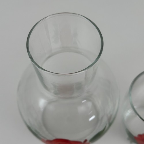 Libbey Tumble Up Bedside Glass Handpainted Floral Roses - Vintage - Picture 4 of 6