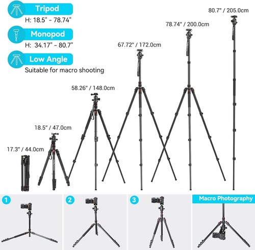 Aluminum Tripod & Monopod with Quick Release Plate - Ideal for Cameras & Phones - Picture 6 of 11