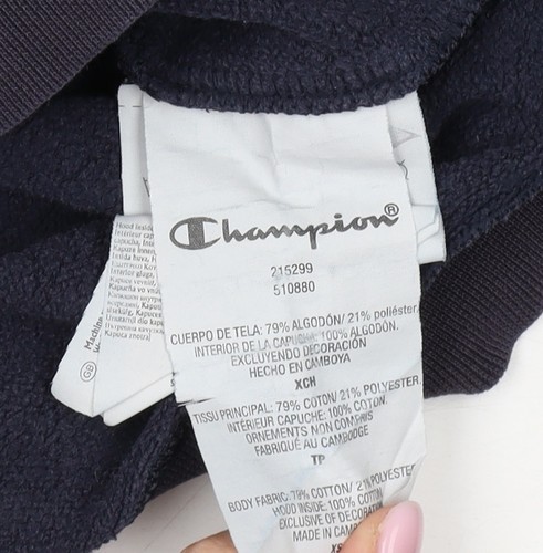 Champion Unisex Azul Sudadera con Capucha XS Pullover Logo Informal - Imagen 4 de 12
