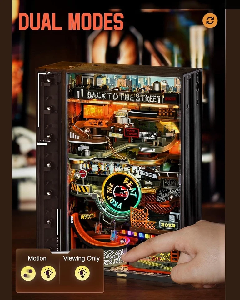 ROKR Parallel World Hip-hop Street Marble Run Mechanical 3D Puzzle Model Gift - Image 3 of 4