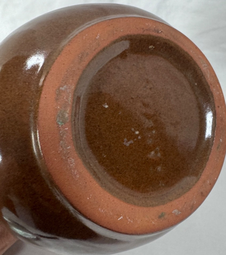 VINTAGE FRANKOMA POTTERY CANDLE HOLDER - BROWN GLAZE - Picture 11 of 13