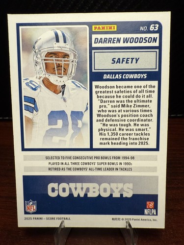 Darren Woodson-2025 Panini Score #63 Dallas Cowboys NFL - Picture 2 of 2