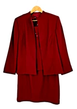 Melissa Harper Size 12 Three Piece Skirt Suit Maroon Sequined Embroidered Formal