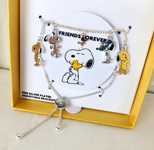 Peanuts Snoopy & Woodstock verstellbares Bettelarmband feinversilbert Neu im Karton - Bild 3 von 7