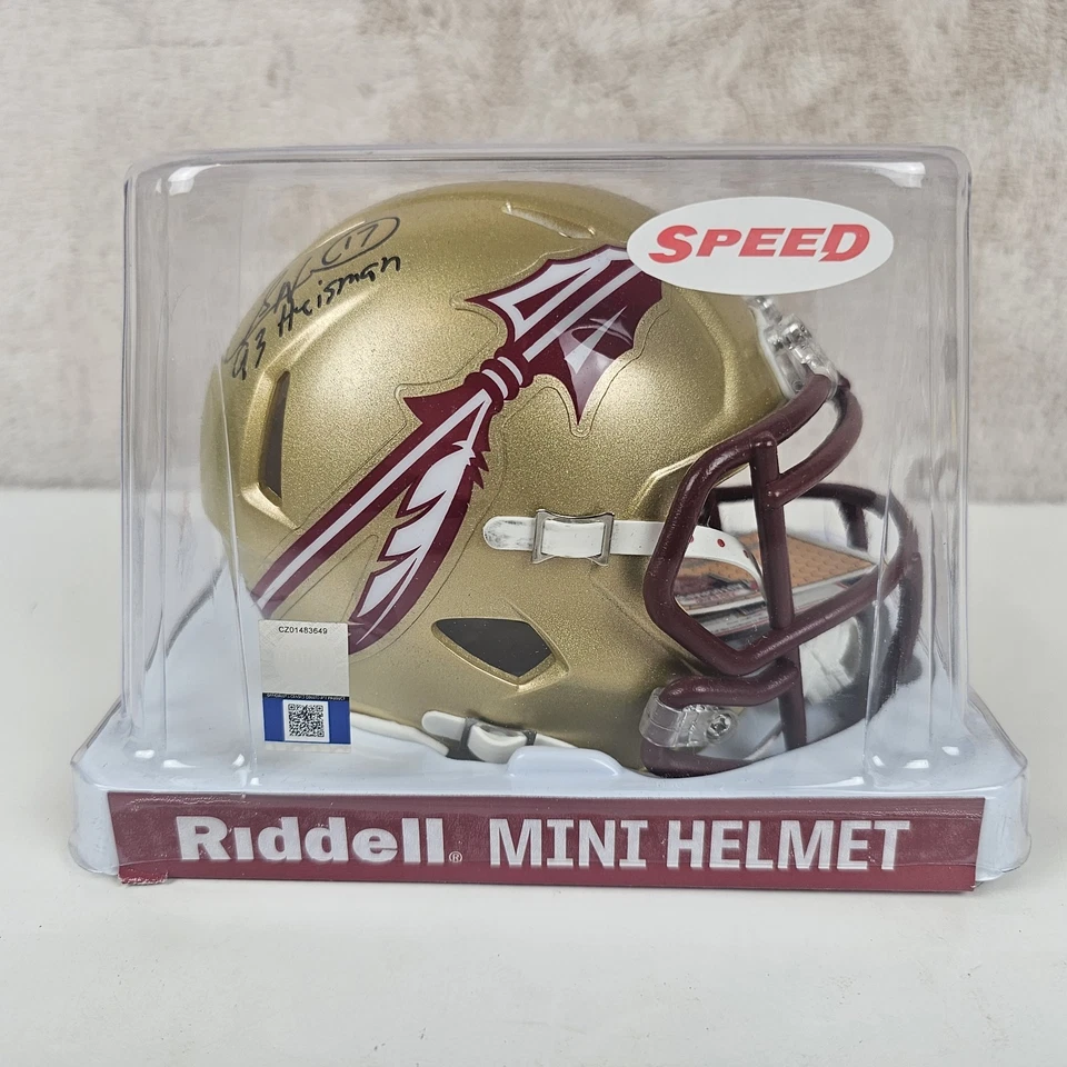 Minicasco Charlie Ward autografiado firmado 93 Heisman TRISTAR FSU Foto 2 de 4