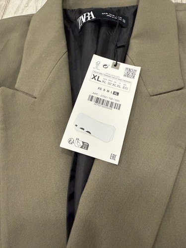ZARA WOMAN DOUBLE-BREASTED OVERSIZED BLAZER KHAKI OLIVE REF. 2753/032 XL - Picture 5 of 6