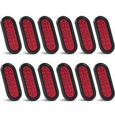 12Pcs 6 Inch Red 24 LED Tail Lights Oval LED Trailer Tail Lights for RV Truck...