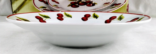 Juego de vajilla KMC 20 piezas - cerezas rojas sobre blanco - platos tazas / tazas cuencos - Imagen 6 de 7