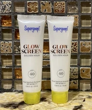 Bundle 2 Supergoop Glow Screen SPF 40 Golden Hour 0.34 oz. each Tinted Sunscreen