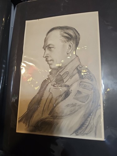 Vintage Kunstwerk Olive Snell Britisches Militär Porträt Soldat Skizze Menge 4