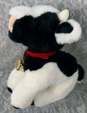 Dakin 1988 Cow Black White Red Collar Bell Farm Plush Stuffed Animal Toy Vintage