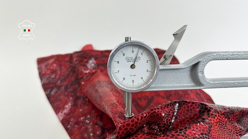 RED PYTHON SNAKE PRINT ON Thin Soft Italian Lambskin leather 3+sqf 0.6mm #C4778 - Picture 5 of 7