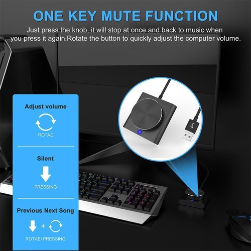 1x USB Computer Volume Controller Audio Volume Control Knob Adjust H9R4 - Photo 7/10