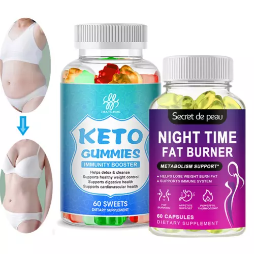 Keto ACV Gummies Night Time Fat Burner Slimming Pills Weight Loss Supplement