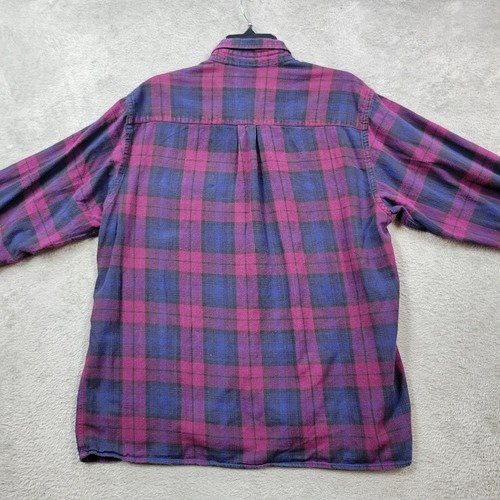 Vintage High Sierra Flannel Shirt Mens Large Purple Blue Plaid Button Down - Picture 3 of 7