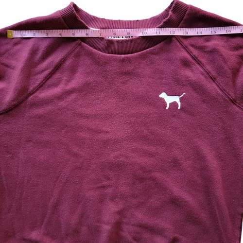 Victoria's Secret PINK Women's Sweatshirt SM Burgundy Crew Neck Back Spellout - Picture 8 of 11