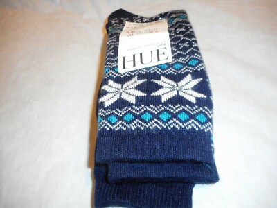 Hue Women's 2 Pack Fairisle Tipped Boot Socks Navy Blue One Size Made in USA Hue Women's 2 Pack Fairisle Tipped Boot Socks Navy Blue One Size Made in USA