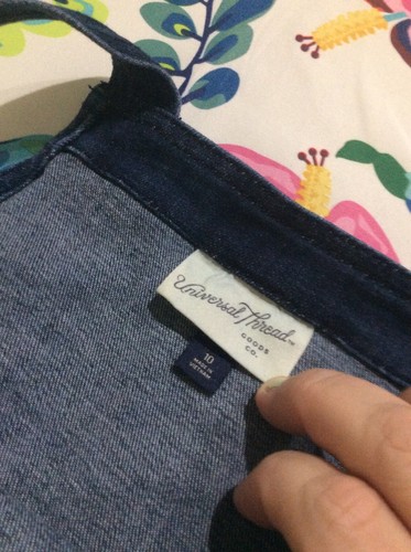 Women's Sz 10 Universal Thread Blue Denim Overalls Straight jean country cute - Picture 7 of 12