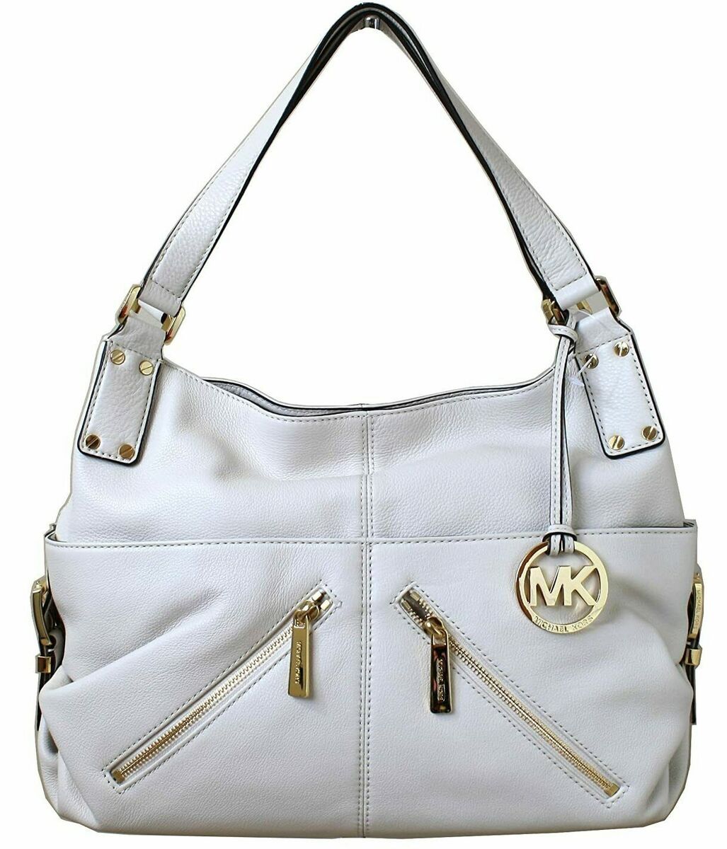 MICHAEL KORS PORTLAND LARGE VANILLA WHITE GOLD TOTE SHOULDER BAG PURSE NWT