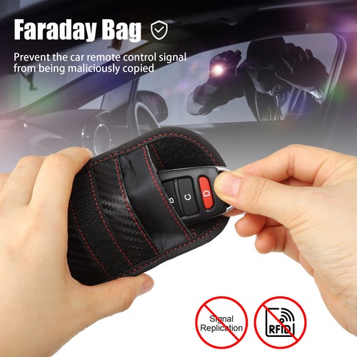 2pz Borsa Faraday per Portachiavi Gabbia Protezione Auto Blocco Segnale RFID Antifurto - Foto 3 di 12
