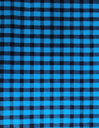 Poly Cotton Blue And Black Checkered Plaid Fabric tela algadon 50" W Sold BTY - Picture 7 of 8