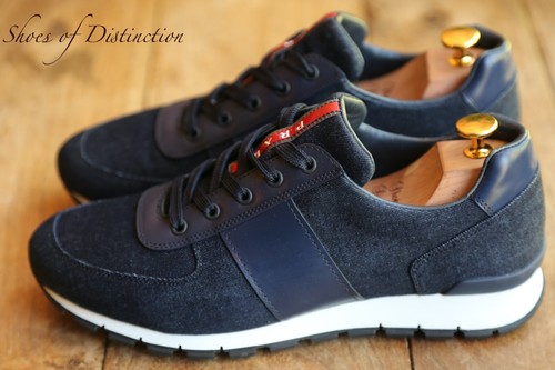 Prada Blue Denim Canvas Shoes Trainers Sneakers Men's UK 8 US 9 EU 42 - Picture 2 of 11