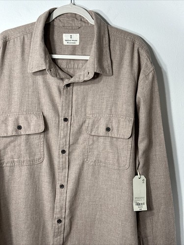 Mutual Weave Hemd Herren Gr. XXL taupe Knopfleiste mit Taschen Freizeit Baumwolle lang SL - Bild 2 von 12