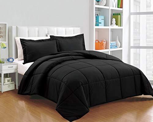 Chezmoi Collection 3-Piece Down Alternative Comforter Set Queen Black - Picture 3 of 8