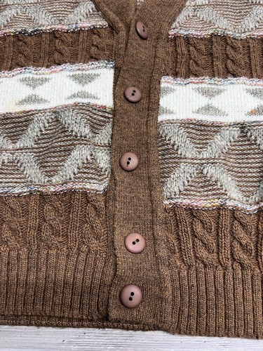 Vintage Cardigan Aztec Western Chunky Knit Sears Roebuck Wool Blend Sz L Italian - Picture 4 of 7