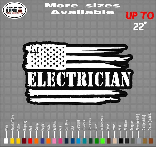 Electrician American Flag Vinyl Decal Sticker | Electrician Decals / Stickers - Picture 2 of 11