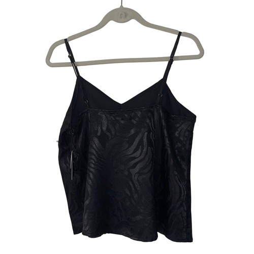 Japna Camisole Top Womens Size Large Black Satin Embossed Zebra Print New - Picture 10 of 10