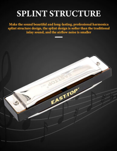 EASTTOP 10Hole Diatonic Blues Armónica Set de 12 teclas HarmonicaMouth Organ Set - Imagen 3 de 13