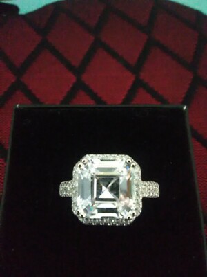 Lustro Stella Premium Cubic Zirconia Ring in Sterling Silver Sz 9 - 5.00 ctw