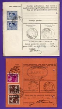 1938 LITHUANIA LOT OF 4 PARCEL POST COVER CANCEL PANEVEZYS KUPISKIS 636