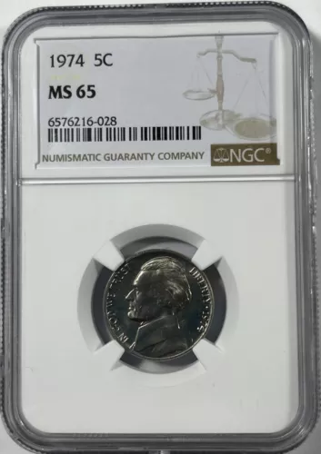 1974 Jefferson 5C NGC MS65. (#18039)  Fresh Holder.