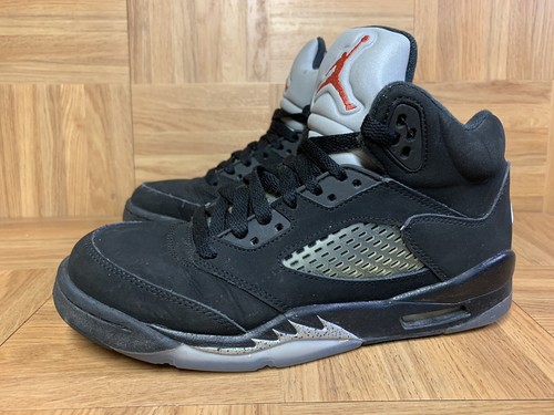 RARE🔥 Nike Air Jordan 5 V Retro Black Metallic Fire Red Silver Sz 6Y 845036-003 - Foto 6 di 10