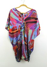 Womens 16-24 Gorgeous Belted Kaftan Tunic Top Boho Green Large Floral Ladies