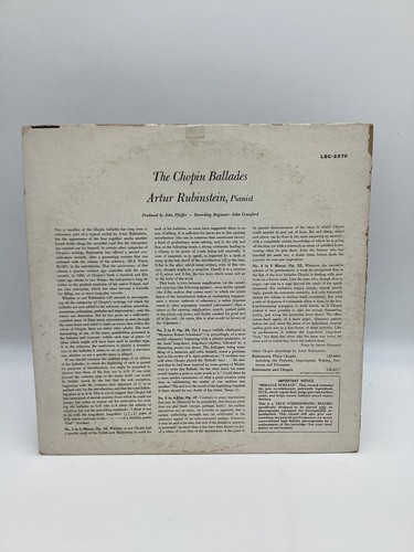 RCA LIVING STEREO LP (LSC-2370) Chopin Ballades RUBINSTEIN (SD) 6S/11S (VG++) - Foto 4 di 12
