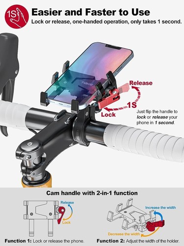 Durable Handlebar Mounted Phone Holder - Quick Release for Bikes & Motorcycles - Photo 5 sur 9