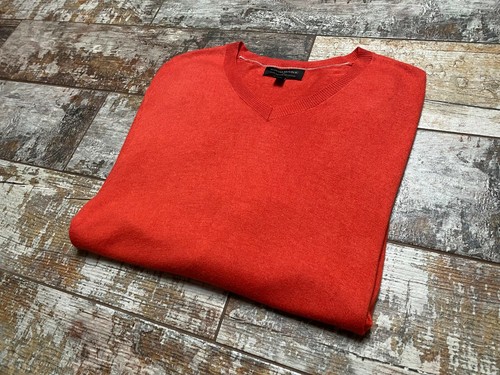Banana Republic Men's Orange Cotton Blend V-Neck Pullover Size S