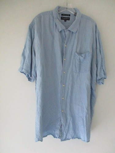 Austin Reed London Men's Size XL Solid Blue Short Sleeve Button Front Shirt - Picture 2 of 12
