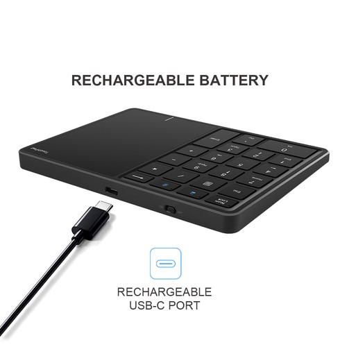 Rechargeable Numeric 22 keys Keypad With Touchpad Bluetooth 2.4G Wireless - Photo 5/16