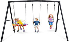 500Lb Heavy Duty Swing Set for Backyard with Saucer Swing, 2 Belt Swings