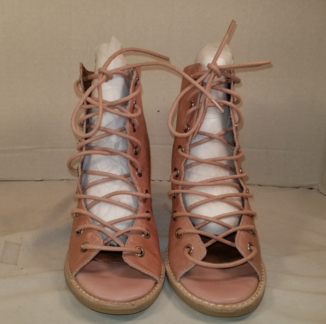NEW JEFFREY CAMPBELL FREE FREE FREE PEOPLE PINK LEATHER MINIMAL LACE UP HEEL WOMENS US 10 8bdd27 NEW JEFFREY CAMPBELL FREE FREE FREE PEOPLE PINK LEATHER MINIMAL LACE UP HEEL WOMENS US 10 8bdd27